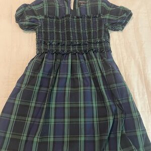 Charming Green and Blue Plaid Kids Dress
